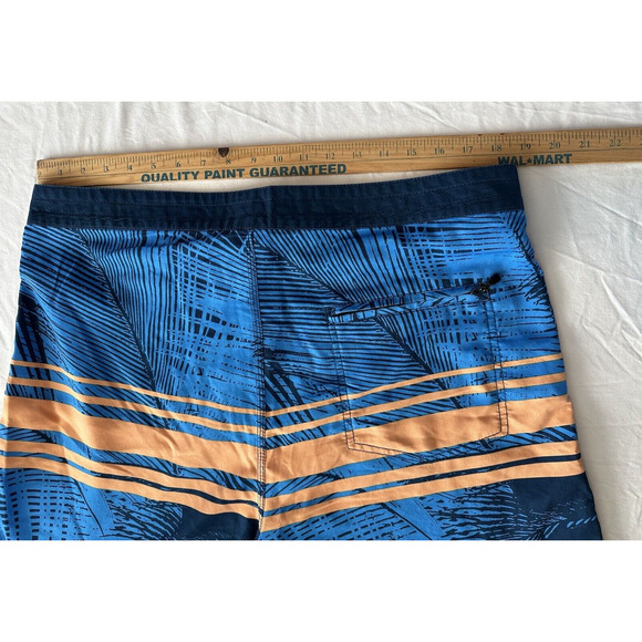 Ron Jon Board Shorts Trunks Blue Orange Palm Leaves Size 36 - Picture 10 of 11